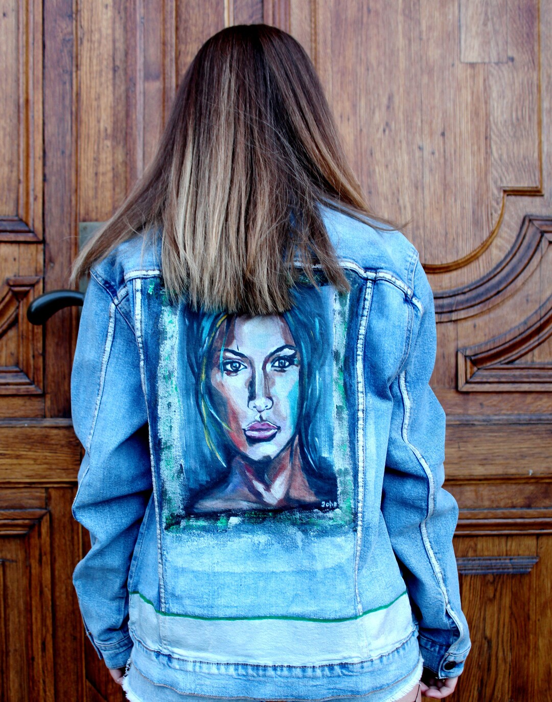 Handpainted Denim Jackets With a Beautiful Woman Etsy