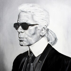 Karl lagerfeld oil  portrait