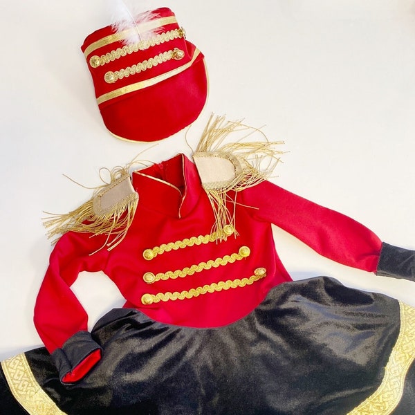 Nutcracker Girl Costume, Twirly Christmas Girl Dress, Photoshoot Toddler Outfit, Showman Costume, Toddler Holiday Dress, Soldier Dress