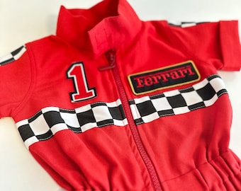 Red Racing Suit, Unisex Red Racer Suit, Car Birthday Party Costume,Photography Props, Halloween Kids Costume, 1st Birthday Gift