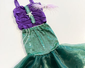 Mermaid Birthday Girl Dress, Birthday Toddler Photoshoot Mermaid Costume, Halloween, School Pageant, Dancer Costume