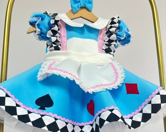 Alice in Wonderland Inspired Girl Dress, Toddler Girl Birthday Dress, Easter Girl Dress, First Baby Tutu, Halloween Dress, Photoshoot Dress