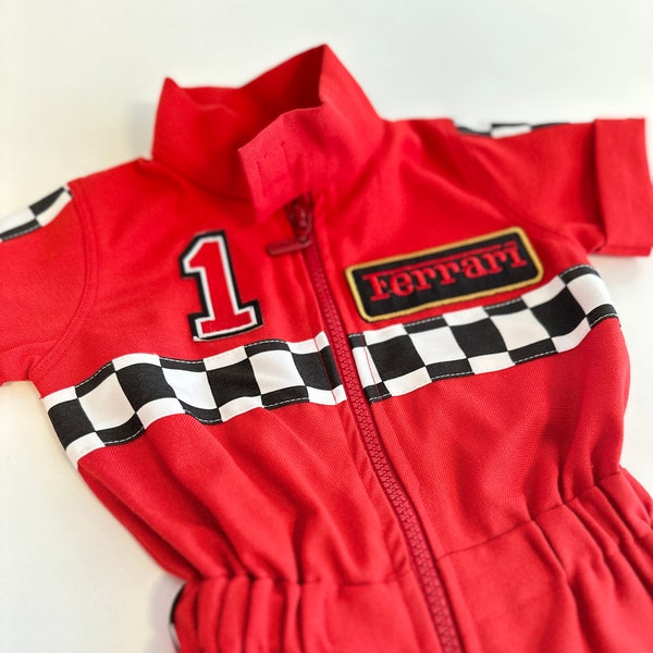 Red Racing Suit, Unisex Red Racer Suit, Car Birthday Party Costume,Photography Props, Halloween Kids Costume, 1st Birthday Gift