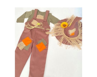 Wizard of Oz Inspired Boy Costume, Halloween Scarecrow Overalls, Baby Boy Costume, Toddler Scarecrow Outfit, Photoshoot Costume, Halloween