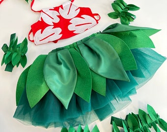 Lilo ispirato ragazza Costume, Hawaiian Island Toddler Costume, Lilo e Stitch Costume, Baby Tutu compleanno vestito, Photoshoot Costume di Halloween