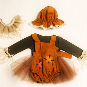 Wizard of Oz Inspired Girl Costume, Scarecrow Tutu Romper, Baby Tutu Costume, Toddler Scarecrow Outfit image 3