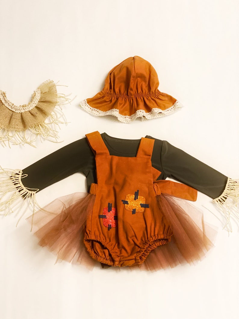 Wizard of Oz Inspired Girl Costume, Scarecrow Tutu Romper, Baby Tutu Costume, Toddler Scarecrow Outfit image 3