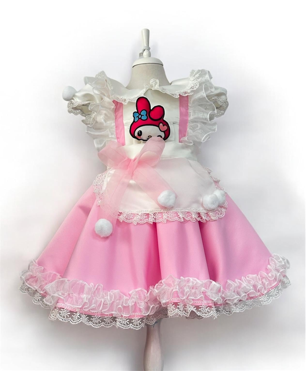 My Melody Toddler Girl Fluffy Dress, Girl Puffy Photoshoot Costume, Girl Birthday Costume, School Pageant,
