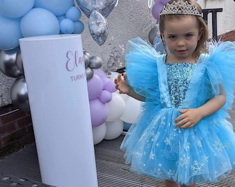 Costume inspiré d’Elsa, Tenue de fille congelée, Robe de fille d’anniversaire Elsa, Tutu d’anniversaire Elsa, Robe de bébé congelée, Robe de fête à thème gelé