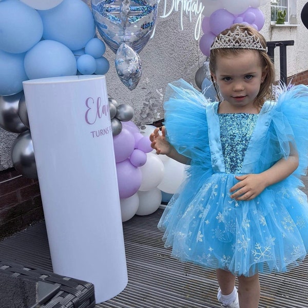 Disfraz inspirado en Elsa, atuendo de niña Frozen, vestido de Elsa para cumpleaños de niña, tutú de Elsa para cumpleaños de niña, vestido de bebé Frozen, vestido de fiesta con temática Frozen
