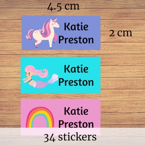 42x Personalised Waterproof School Sticky Children Kids Name