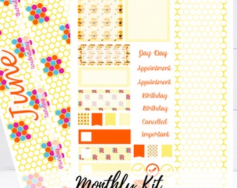 Kit de pegatinas de planificador mensual de junio para Erin Condren/Bullet Journal/planificador feliz/planificador A5