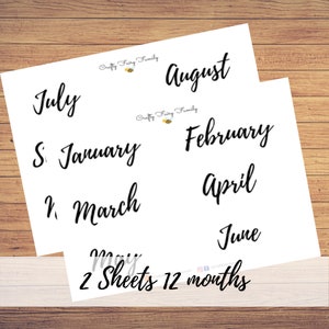 GRANDI Mesi dell'anno, adesivi Bujo, adesivi Planner