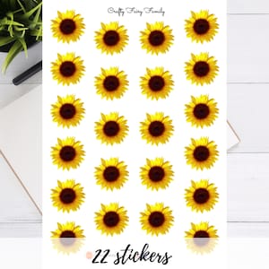 Zonnebloemstickers - 22 zonnebloemstickers - plannerstickers - bujo - Erin condren planner - Happy planner
