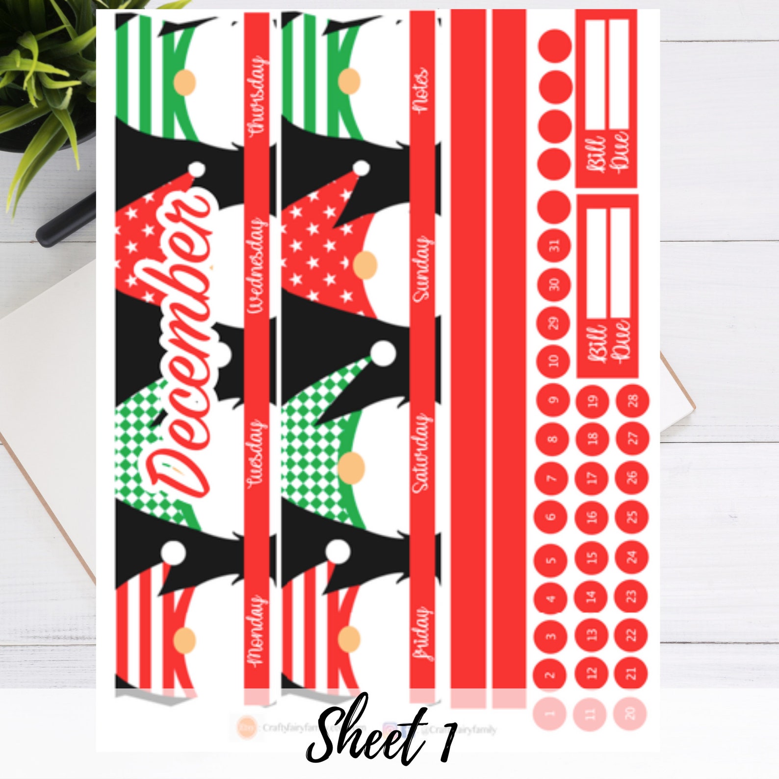 December Monthly Planner Sticker Kit for Erin Condren/bullet Journal ...