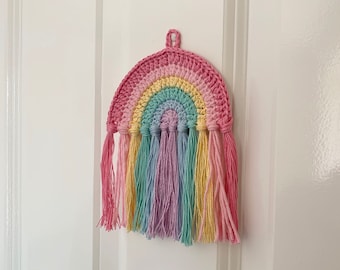 Crochet Rainbow Wall Hanging, decoration, rainbow wall art, nursery decor