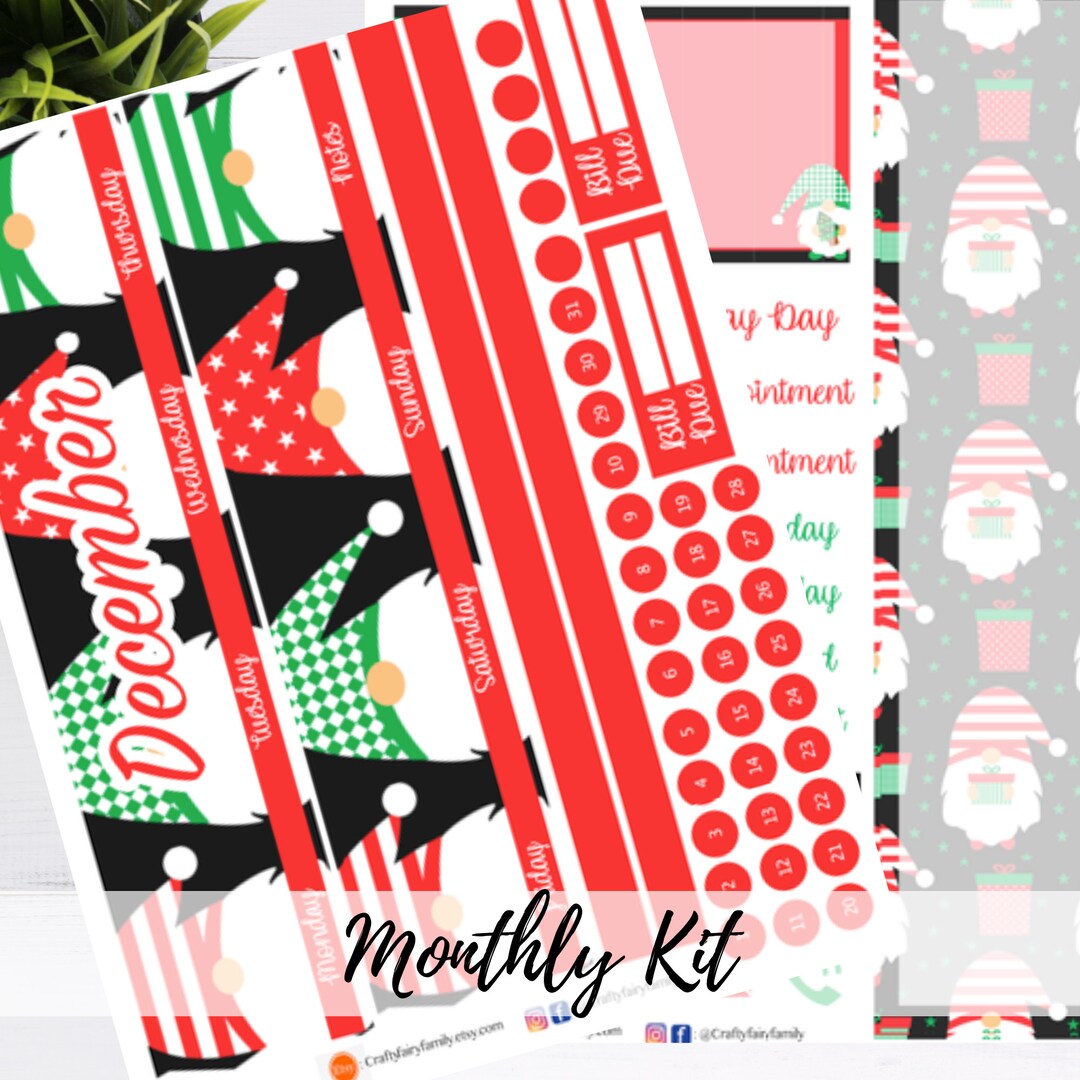 December Monthly Planner Sticker Kit for Erin Condren/bullet Journal ...