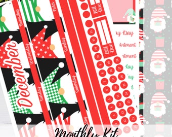 December Monthly planner sticker kit for Erin Condren/Bullet Journal/happy planner/A5 planner/christmas gnome