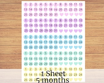 Date numbers, Bujo stickers, Planner Stickers, Erin Condren stickers