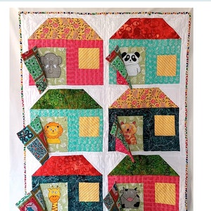 PDF Pattern, Peek-A-Boo House Quilt, Interactive quilts, Baby quilt, Playmat, 3D Quilt, Fun Quilt