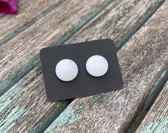 Pendientes blancos de 10 mm / Pendientes circulares / Pendientes blancos