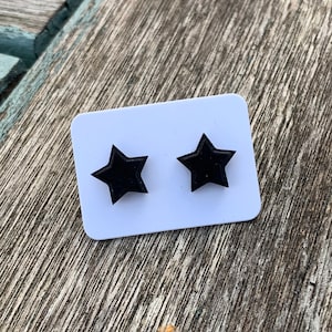 Black Star Studs / Star Earrings / Stud Earrings