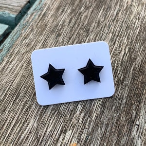 Black Star Studs / Star Earrings / Stud Earrings