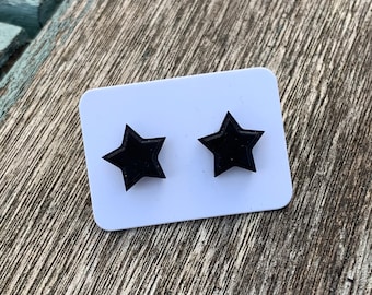 Pendientes de estrella negra / Pendientes de estrella / Pendientes tipo botón