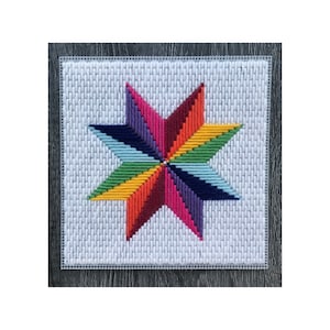 Bargello Long Stitch Rainbow Star PDF Pattern