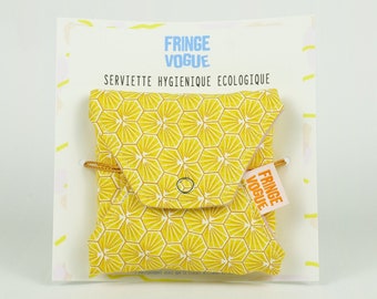 SERVIETTE HYGIÉNIQUE ÉCOLOGIQUE - Motif japonais jaune