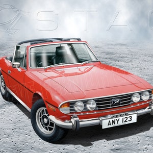 Triumph Stag Mk1 & 2 fully customisable airbrush art print – make it YOUR car! NEW! choice of background