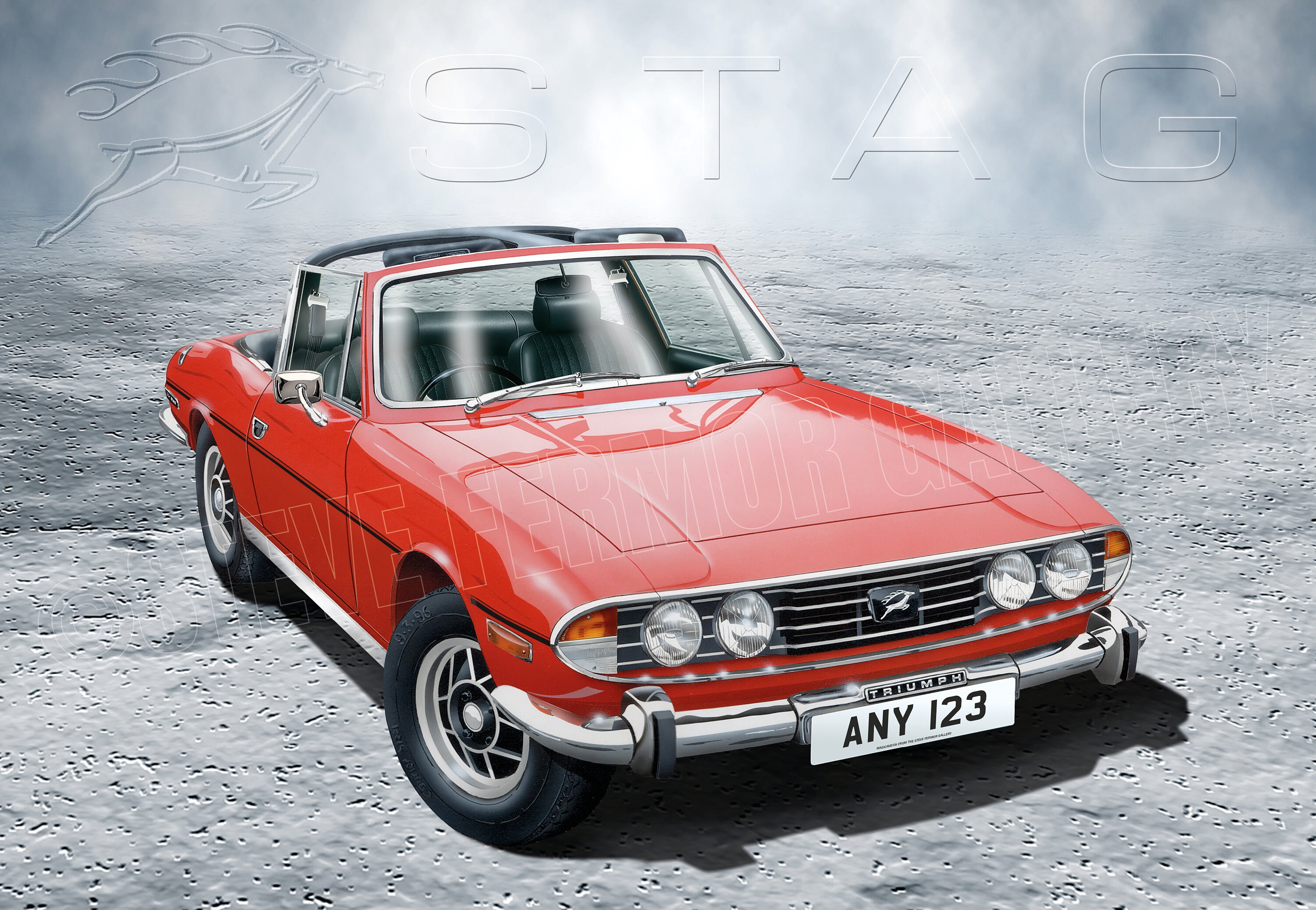 Bespoke Triumph Stag Airbrush Art Print Mk1 or Mk2 - Personalised
