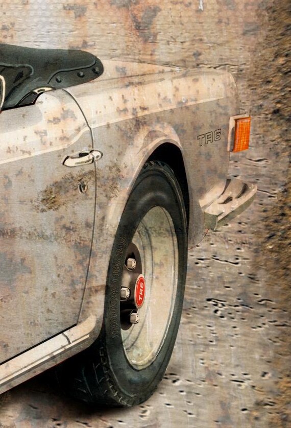 Bespoke Triumph TR6 'rusty' Airbrush Art Metal Signs in 10 Colours