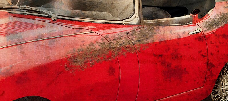 Stunning 'rusty' E Type Jaguar Garage Art. Incredible and Steeped in E ...