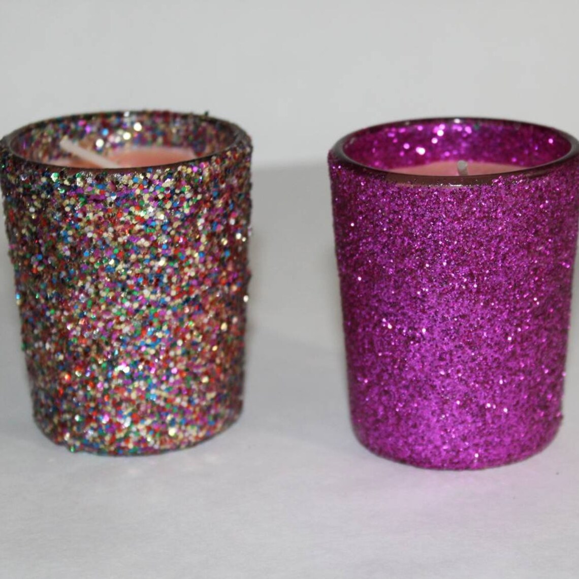 Decorative Glitter Covered Candle Container With Scented Candles Etsy