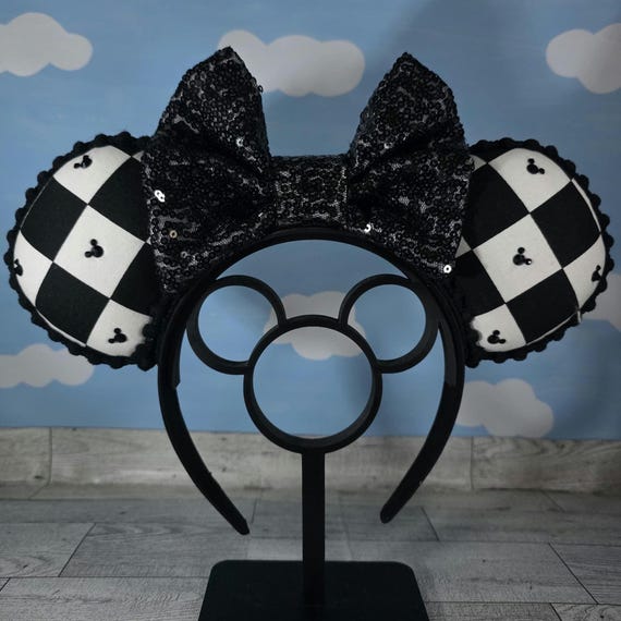 Black & White Checkered Mouse Ears - Etsy display picture 2