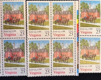 12 - Sello de Virginia de 25 centavos - Sellos postales antiguos de Estados Unidos sin usar - Scott #2345 - 25 centavos