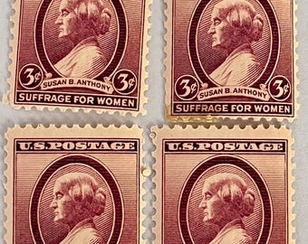 4 timbres-poste américains de 3 cents Susan B Anthony émis en 1936