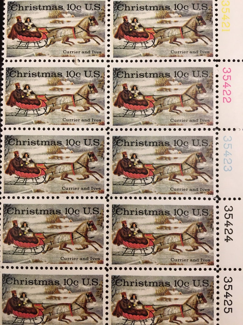 USPS 20 Postage Stamps Christmas 10 cent stamps block of 20 Etsy