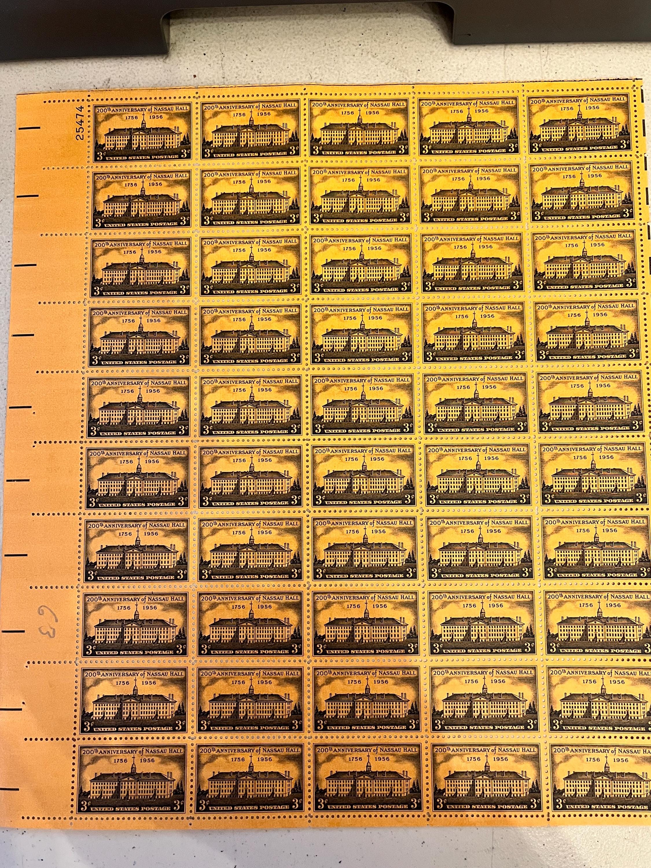 USPS Nassau Hall Princeton Universität 3c Unbenutzter 1956 Briefmarken Bogen für Mailing Scott Katalog 1083