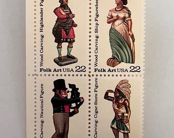4- Folk Art 22 Cent Briefmarken für Hochzeitseinladungen oder Save the Date Briefmarken Vintage Stempel
