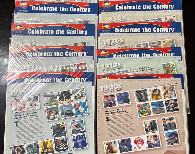 Celebrate the Century Stamp Collection 1900-1990's Sealed 10 Sheets ...