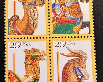 4- Carrouselzegels van 25c, ideaal voor feestjes, bewaar deze datum