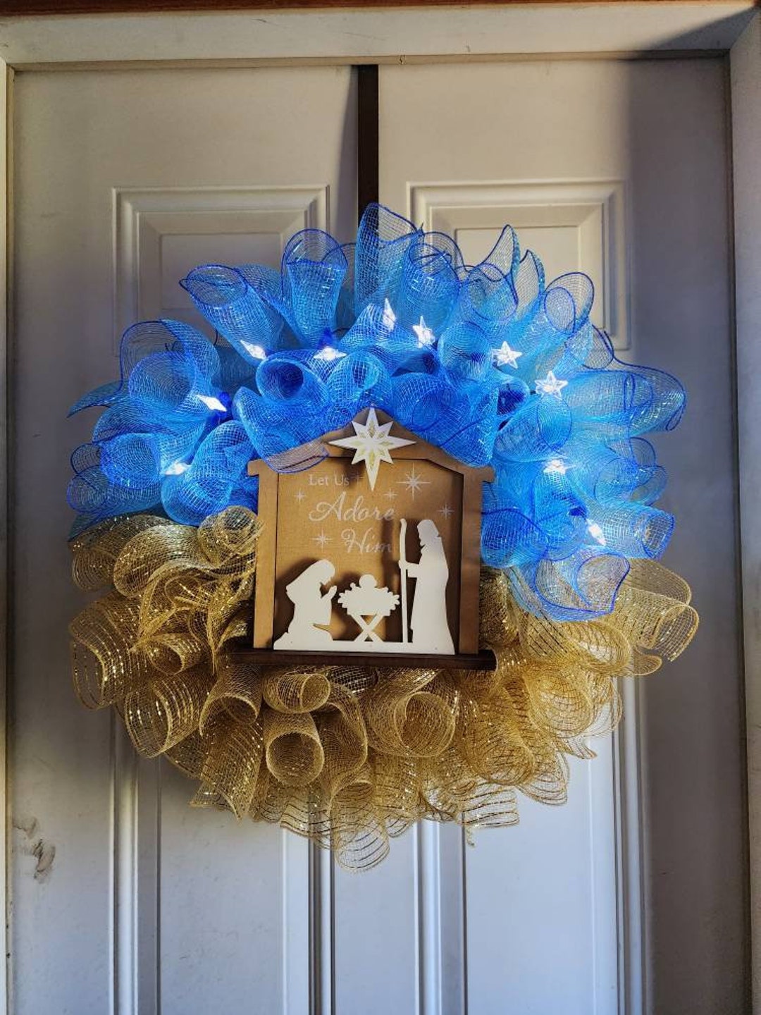Nativity Deco Mesh Wreath Etsy