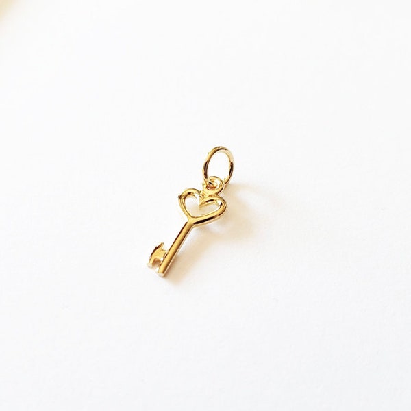 Tiny Heart Key Gold Vermeil Charm Only (24k vermeil)
