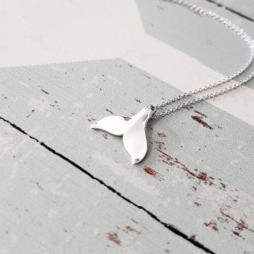 Solid 925 STERLING Silver Whale Tail Necklace. Whale Fluke Etsy