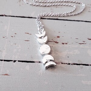 Sterling Silver Small Moon Phase Pendant Necklace - Etsy