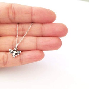 Sterling Silver Tiny Bumble Bee Charm Necklace image 2