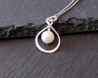 Sterling Silver Infinity with Pearl Necklace