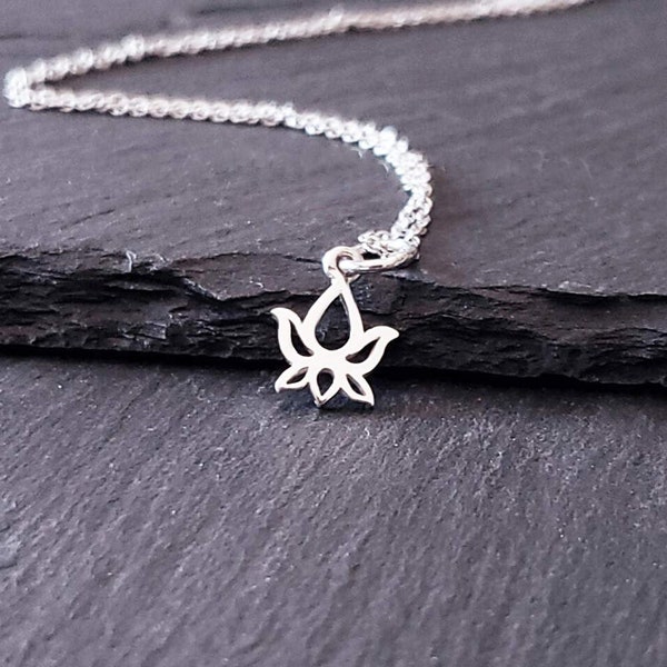 Sterling Silver Tiny Lotus Bud Charm Necklace